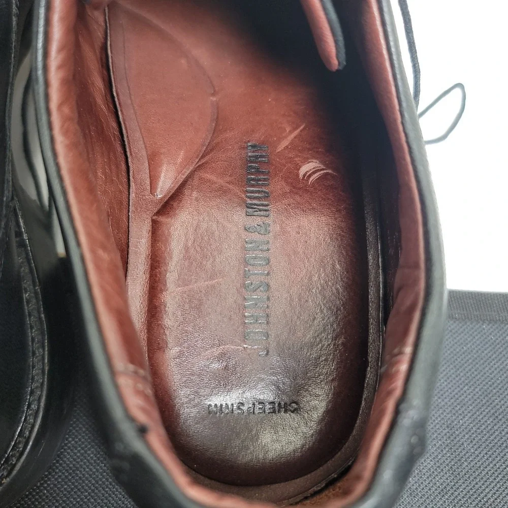 JOHNSTION &MURPHY MEN'S BLACK LEATHER OXFORT COMFORT WORK SHOES SIZE 9.5 M